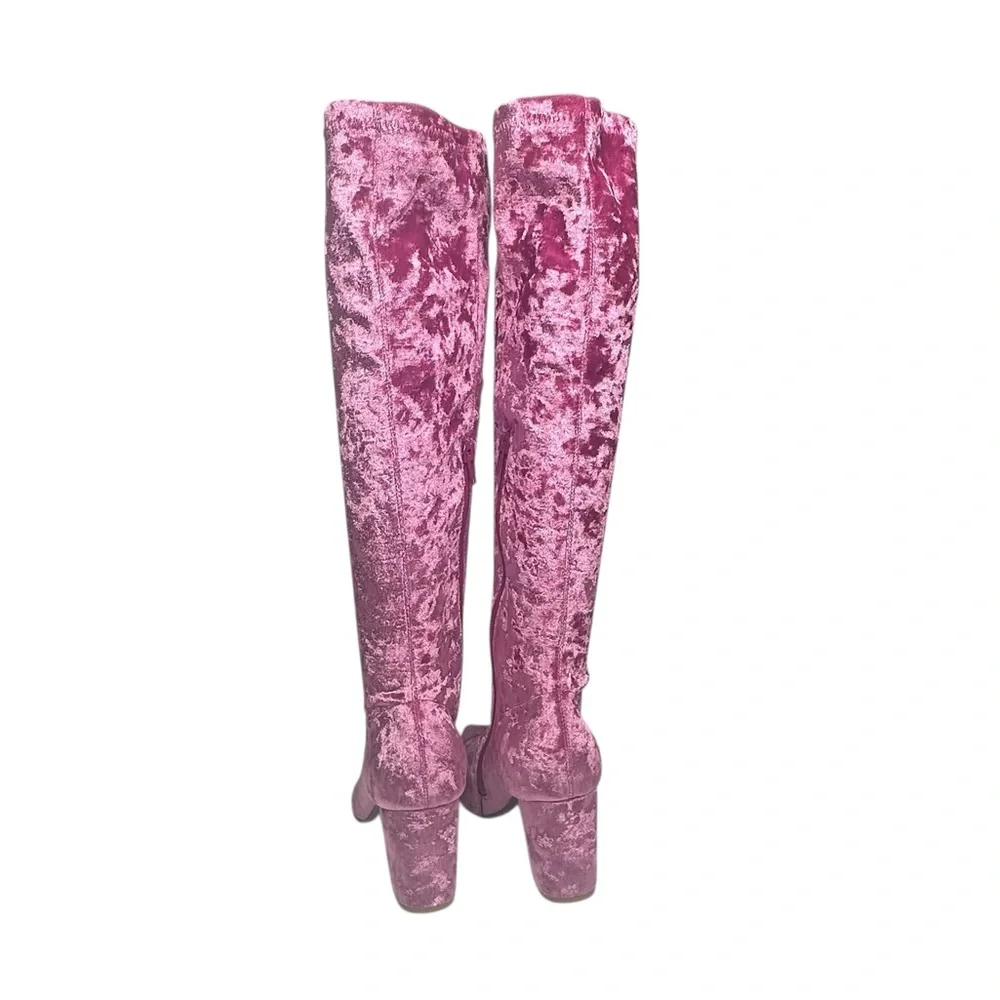 NEW Anthropologie x Silent D Komass Pink Crushed Velvet Boots 38 - Picture 6 of 11
